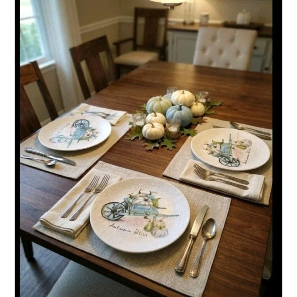 Pier 1 Ironstone 3 Plates 8.5 Autumn Bliss Pumpkin's